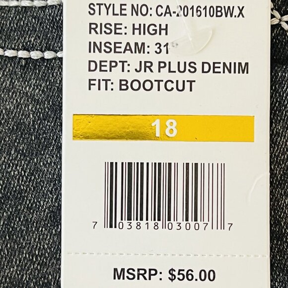 Celebrity Ace Women Black Grey Denim Jeans Junior Plus 18 Boot Cut High Rise NWT - Picture 6 of 12
